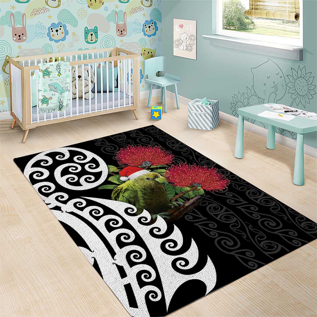 New Zealand Kakapo Christmas Area Rug Meri Kirihimete Pohutukawa Flowers LT9 - Polynesian Pride