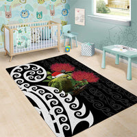 New Zealand Kakapo Christmas Area Rug Meri Kirihimete Pohutukawa Flowers LT9 - Polynesian Pride