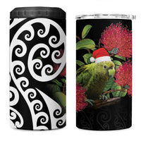 New Zealand Kakapo Christmas 4 in 1 Can Cooler Tumbler Meri Kirihimete Pohutukawa Flowers LT9 One Size: 16 oz Black - Polynesian Pride