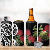 New Zealand Kakapo Christmas 4 in 1 Can Cooler Tumbler Meri Kirihimete Pohutukawa Flowers LT9 - Polynesian Pride