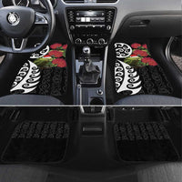 New Zealand Kakapo Christmas Car Mats Meri Kirihimete Pohutukawa Flowers LT9 Set 4pcs Black - Polynesian Pride