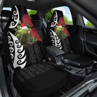 New Zealand Kakapo Christmas Car Seat Cover Meri Kirihimete Pohutukawa Flowers LT9 One Size Black - Polynesian Pride