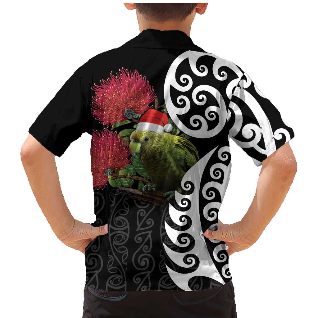 New Zealand Kakapo Christmas Family Matching Mermaid Dress and Hawaiian Shirt Meri Kirihimete Pohutukawa Flowers LT9 - Polynesian Pride