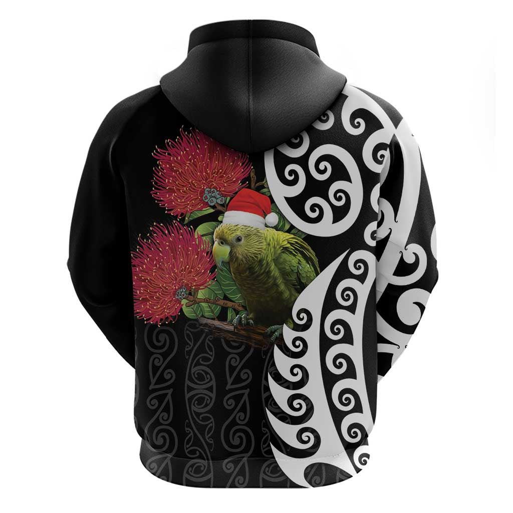 New Zealand Kakapo Christmas Hoodie Meri Kirihimete Pohutukawa Flowers LT9 - Polynesian Pride