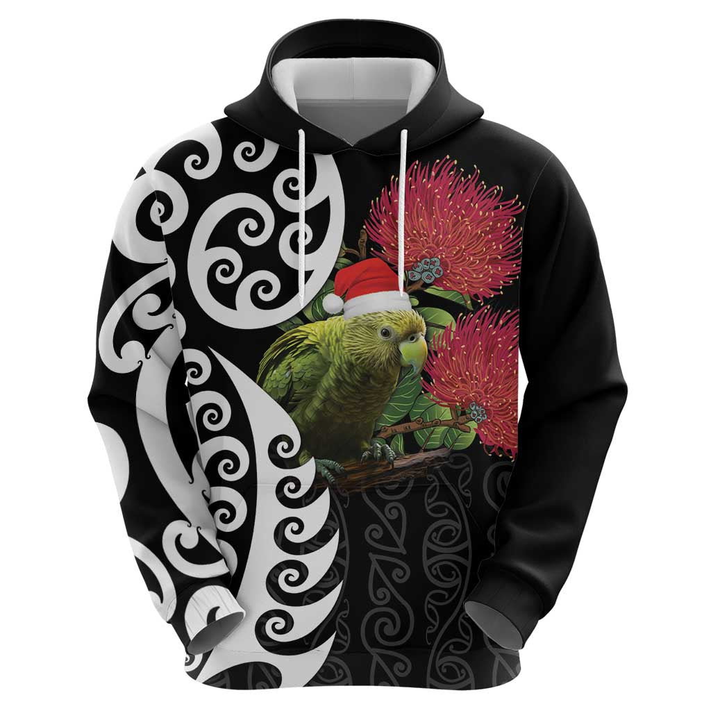 New Zealand Kakapo Christmas Hoodie Meri Kirihimete Pohutukawa Flowers LT9 - Polynesian Pride