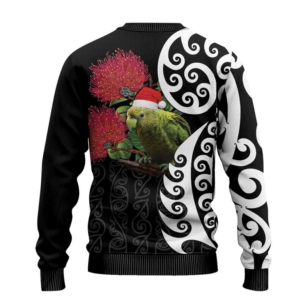 New Zealand Kakapo Christmas Ugly Christmas Sweater Meri Kirihimete Pohutukawa Flowers LT9 - Polynesian Pride