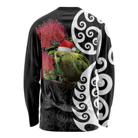 New Zealand Kakapo Christmas Long Sleeve Shirt Meri Kirihimete Pohutukawa Flowers LT9 - Polynesian Pride