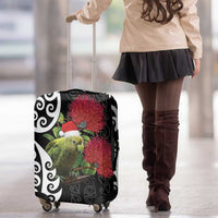 New Zealand Kakapo Christmas Luggage Cover Meri Kirihimete Pohutukawa Flowers LT9 - Polynesian Pride