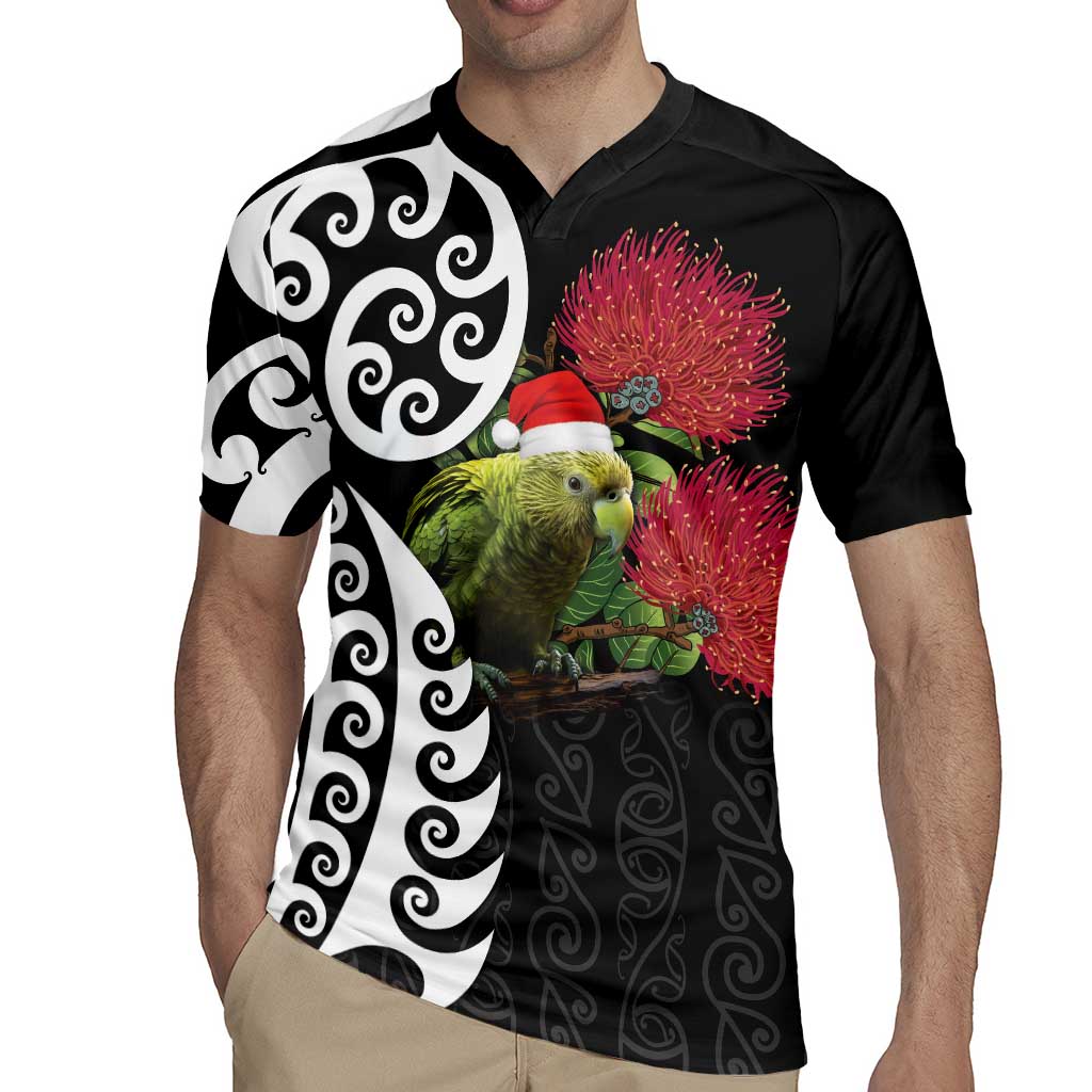 New Zealand Kakapo Christmas Rugby Jersey Meri Kirihimete Pohutukawa Flowers LT9 - Polynesian Pride