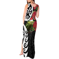 New Zealand Kakapo Christmas Tank Maxi Dress Meri Kirihimete Pohutukawa Flowers LT9 - Polynesian Pride