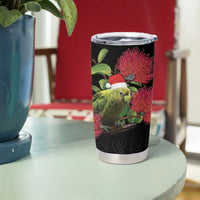 New Zealand Kakapo Christmas Tumbler Cup Meri Kirihimete Pohutukawa Flowers LT9 - Polynesian Pride