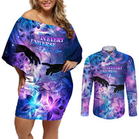 I Love You In Every Universe Personalised Couples Matching Off Shoulder Short Dress and Long Sleeve Button Shirt Polynesian Pattern Galaxy Style LT9 Galaxy - Polynesian Pride