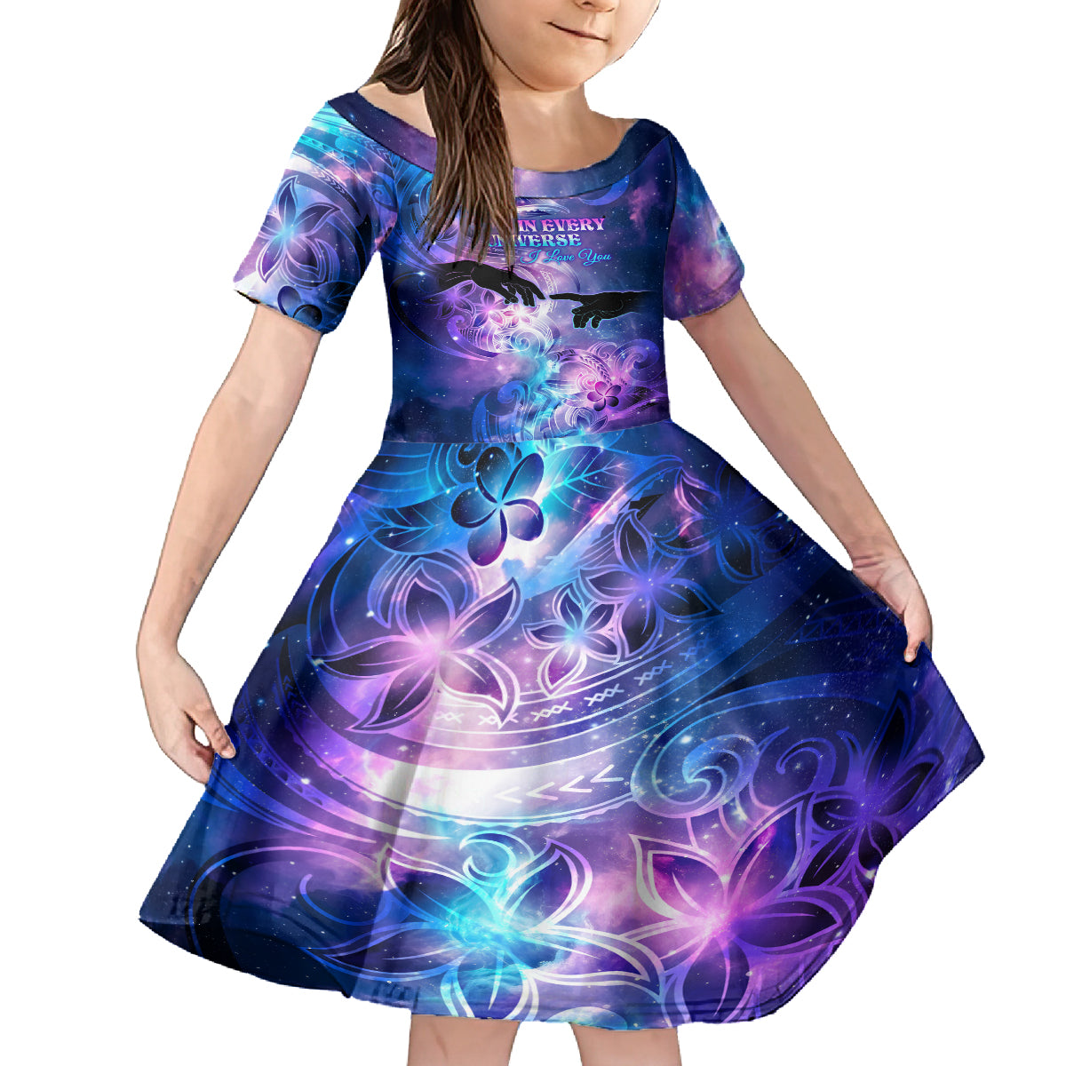 I Love You In Every Universe Personalised Family Matching Tank Maxi Dress and Hawaiian Shirt Polynesian Pattern Galaxy Style LT9 Daughter's Dress Galaxy - Polynesian Pride