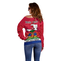 Haiti Independence Day Off Shoulder Sweater Libete Egalite Fratenite Ayiti 1804 With Polynesian Pattern LT9 - Polynesian Pride
