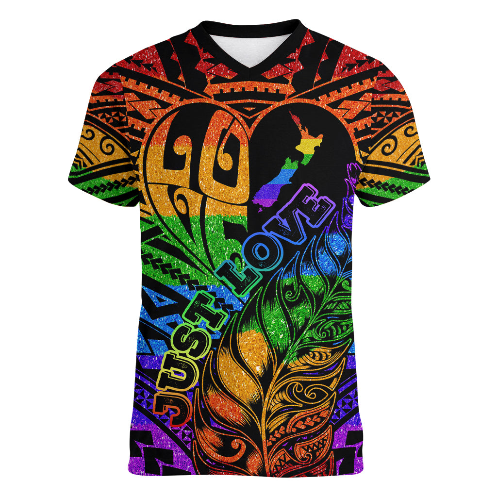 New Zealand LGBT Fern Heart Women V Neck T Shirt Dont judge What You Dont Understand LT9 Female - Polynesian Pride