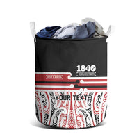 Personalised Toitu Te Tiriti Aotearoa 1840 Laundry Basket Red Kowhaiwhai Puhoro - Polynesian Pride