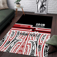Personalised Toitu Te Tiriti Aotearoa 1840 Area Rug Red Kowhaiwhai Puhoro - Polynesian Pride