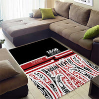 Personalised Toitu Te Tiriti Aotearoa 1840 Area Rug Red Kowhaiwhai Puhoro - Polynesian Pride