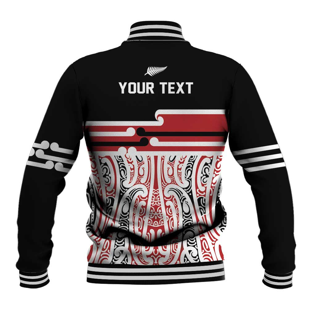 Personalised Toitu Te Tiriti Aotearoa 1840 Baseball Jacket Red Kowhaiwhai Puhoro - Polynesian Pride