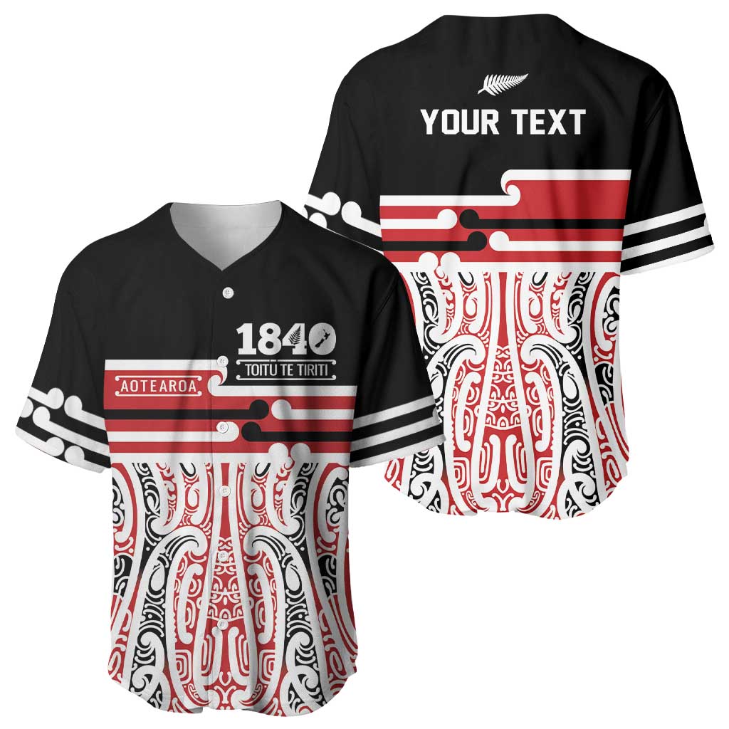 Personalised Toitu Te Tiriti Aotearoa 1840 Baseball Jersey Red Kowhaiwhai Puhoro - Polynesian Pride