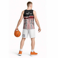 Personalised Toitu Te Tiriti Aotearoa 1840 Basketball Jersey Red Kowhaiwhai Puhoro - Polynesian Pride
