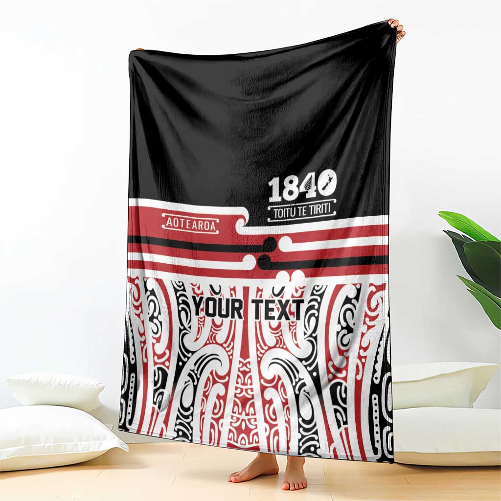 Personalised Toitu Te Tiriti Aotearoa 1840 Blanket Red Kowhaiwhai Puhoro - Polynesian Pride