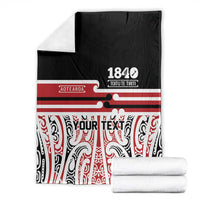 Personalised Toitu Te Tiriti Aotearoa 1840 Blanket Red Kowhaiwhai Puhoro - Polynesian Pride