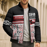 Personalised Toitu Te Tiriti Aotearoa 1840 Bomber Puffer Jacket Red Kowhaiwhai Puhoro - Polynesian Pride