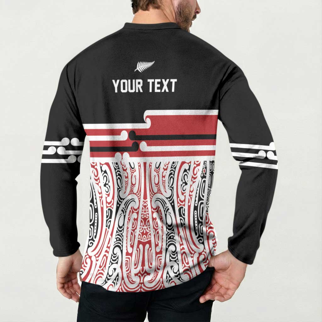 Personalised Toitu Te Tiriti Aotearoa 1840 Button Sweatshirt Red Kowhaiwhai Puhoro - Polynesian Pride