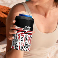Personalised Toitu Te Tiriti Aotearoa 1840 4 in 1 Can Cooler Tumbler Red Kowhaiwhai Puhoro - Polynesian Pride