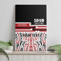 Personalised Toitu Te Tiriti Aotearoa 1840 Canvas Wall Art Red Kowhaiwhai Puhoro - Polynesian Pride