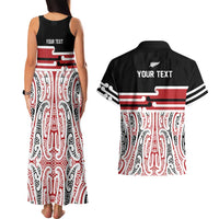 Personalised Toitu Te Tiriti Aotearoa 1840 Couples Matching Tank Maxi Dress and Hawaiian Shirt Red Kowhaiwhai Puhoro LT9 - Polynesian Pride