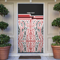 Personalised Toitu Te Tiriti Aotearoa 1840 Door Cover Red Kowhaiwhai Puhoro LT9 Black - Polynesian Pride