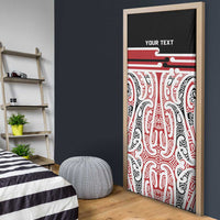 Personalised Toitu Te Tiriti Aotearoa 1840 Door Cover Red Kowhaiwhai Puhoro LT9 - Polynesian Pride