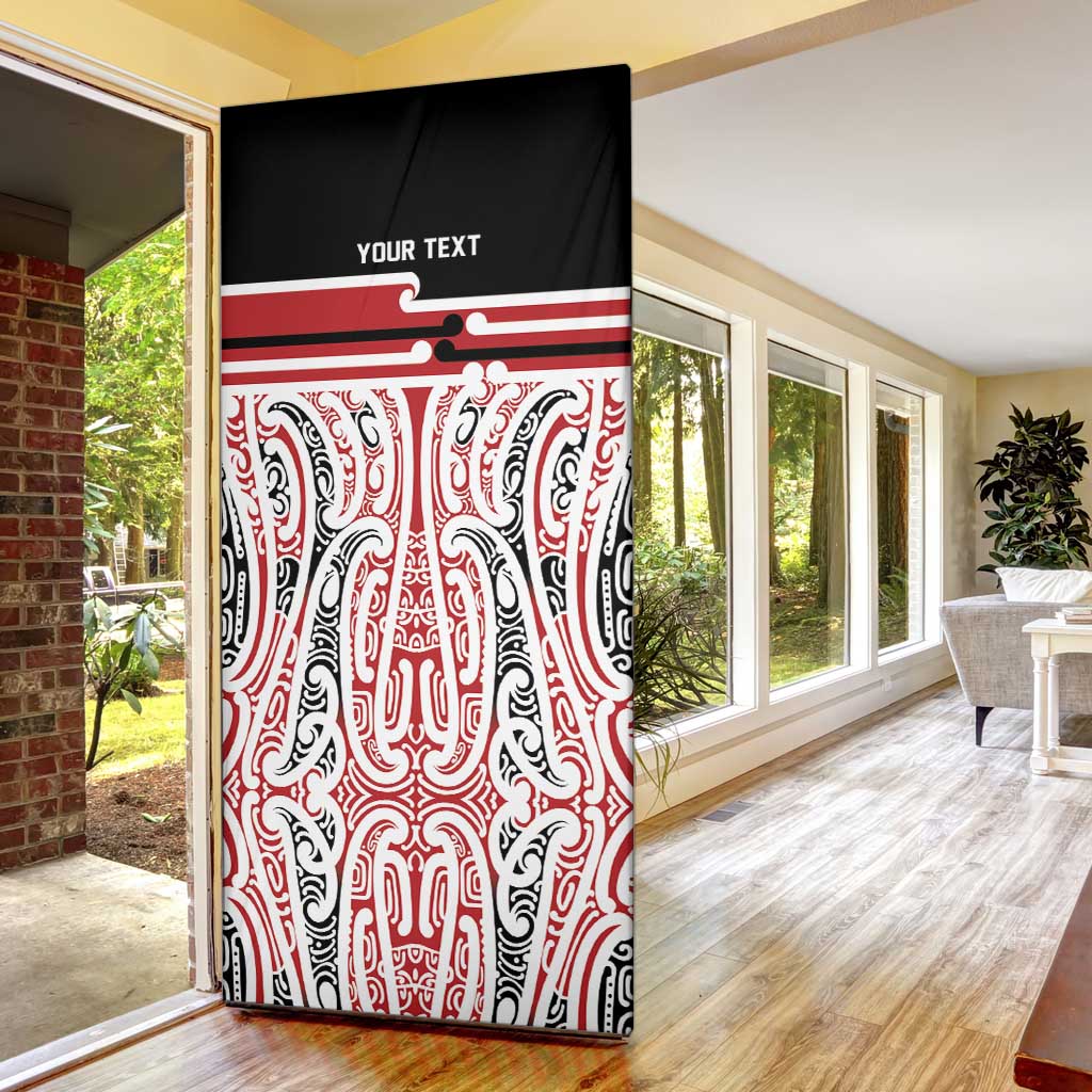 Personalised Toitu Te Tiriti Aotearoa 1840 Door Cover Red Kowhaiwhai Puhoro LT9 - Polynesian Pride