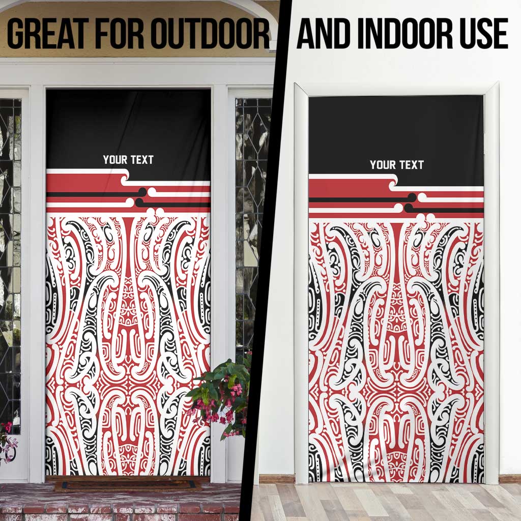 Personalised Toitu Te Tiriti Aotearoa 1840 Door Cover Red Kowhaiwhai Puhoro LT9 - Polynesian Pride
