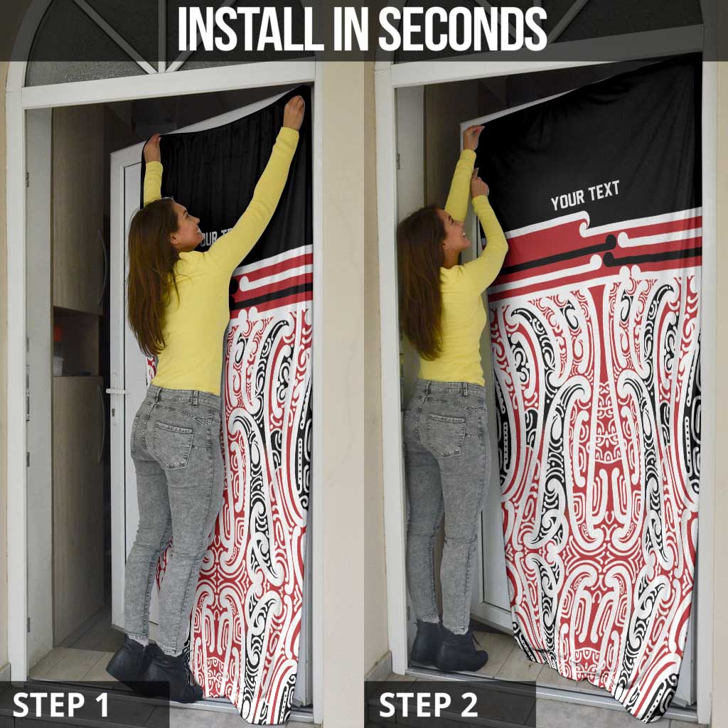 Personalised Toitu Te Tiriti Aotearoa 1840 Door Cover Red Kowhaiwhai Puhoro LT9 - Polynesian Pride