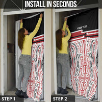 Personalised Toitu Te Tiriti Aotearoa 1840 Door Cover Red Kowhaiwhai Puhoro LT9 - Polynesian Pride