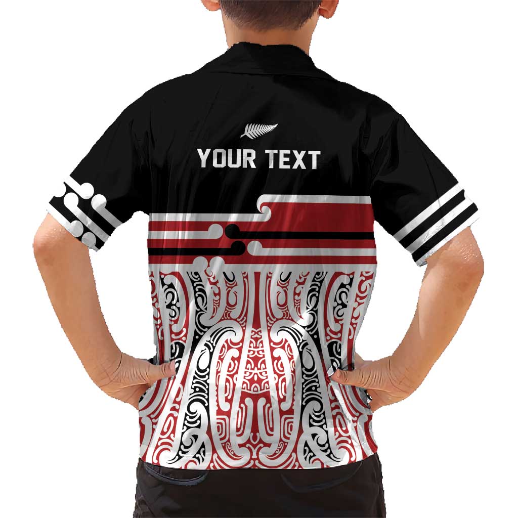 Personalised Toitu Te Tiriti Aotearoa 1840 Family Matching Long Sleeve Bodycon Dress and Hawaiian Shirt Red Kowhaiwhai Puhoro LT9 - Polynesian Pride
