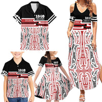 Personalised Toitu Te Tiriti Aotearoa 1840 Family Matching Summer Maxi Dress and Hawaiian Shirt Red Kowhaiwhai Puhoro LT9 - Polynesian Pride