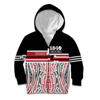 Personalised Toitu Te Tiriti Aotearoa 1840 Kid Hoodie Red Kowhaiwhai Puhoro - Polynesian Pride