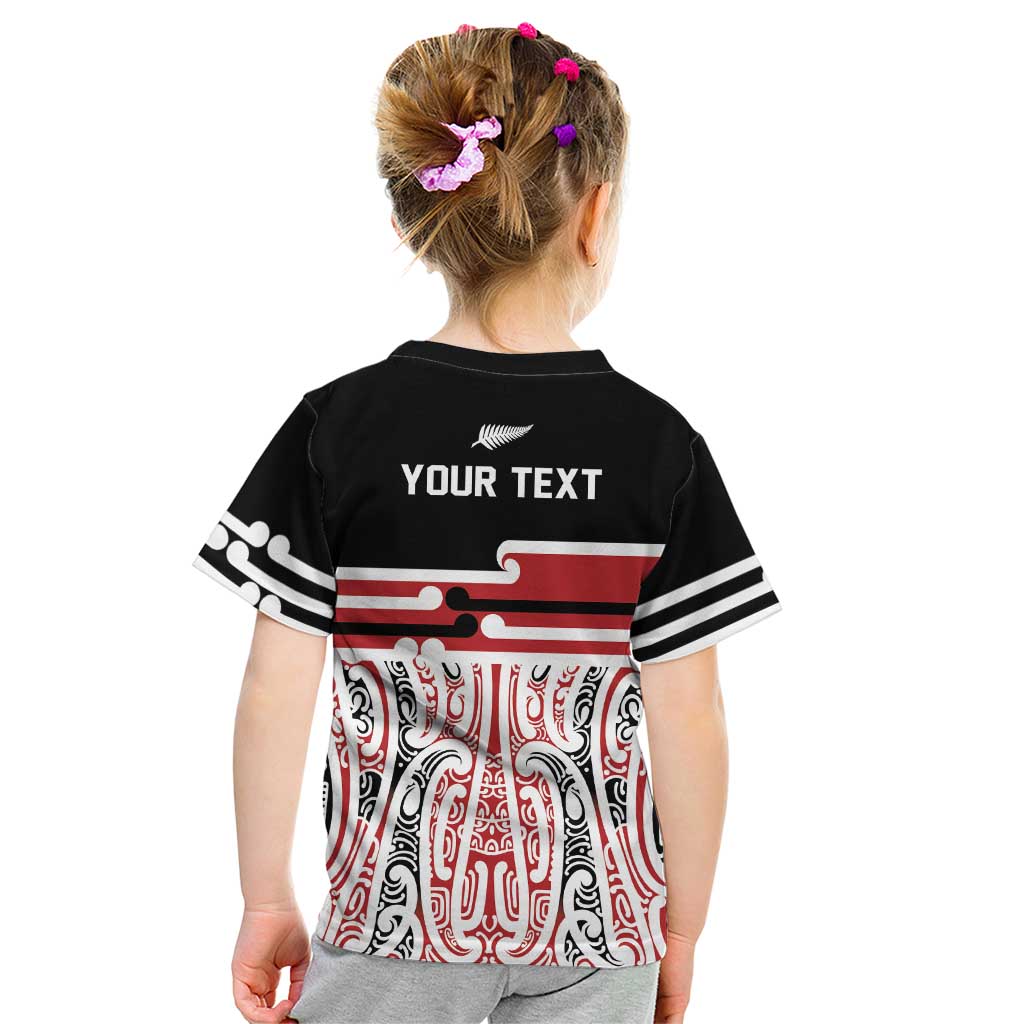 Personalised Toitu Te Tiriti Aotearoa 1840 Kid T Shirt Red Kowhaiwhai Puhoro - Polynesian Pride