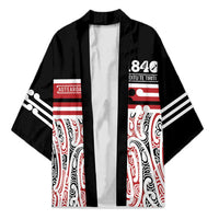 Personalised Toitu Te Tiriti Aotearoa 1840 Kimono Red Kowhaiwhai Puhoro - Polynesian Pride