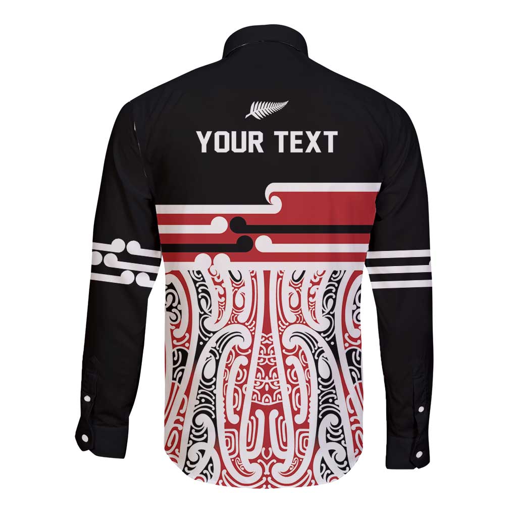 Personalised Toitu Te Tiriti Aotearoa 1840 Long Sleeve Button Shirt Red Kowhaiwhai Puhoro - Polynesian Pride