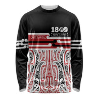 Personalised Toitu Te Tiriti Aotearoa 1840 Long Sleeve Shirt Red Kowhaiwhai Puhoro - Polynesian Pride