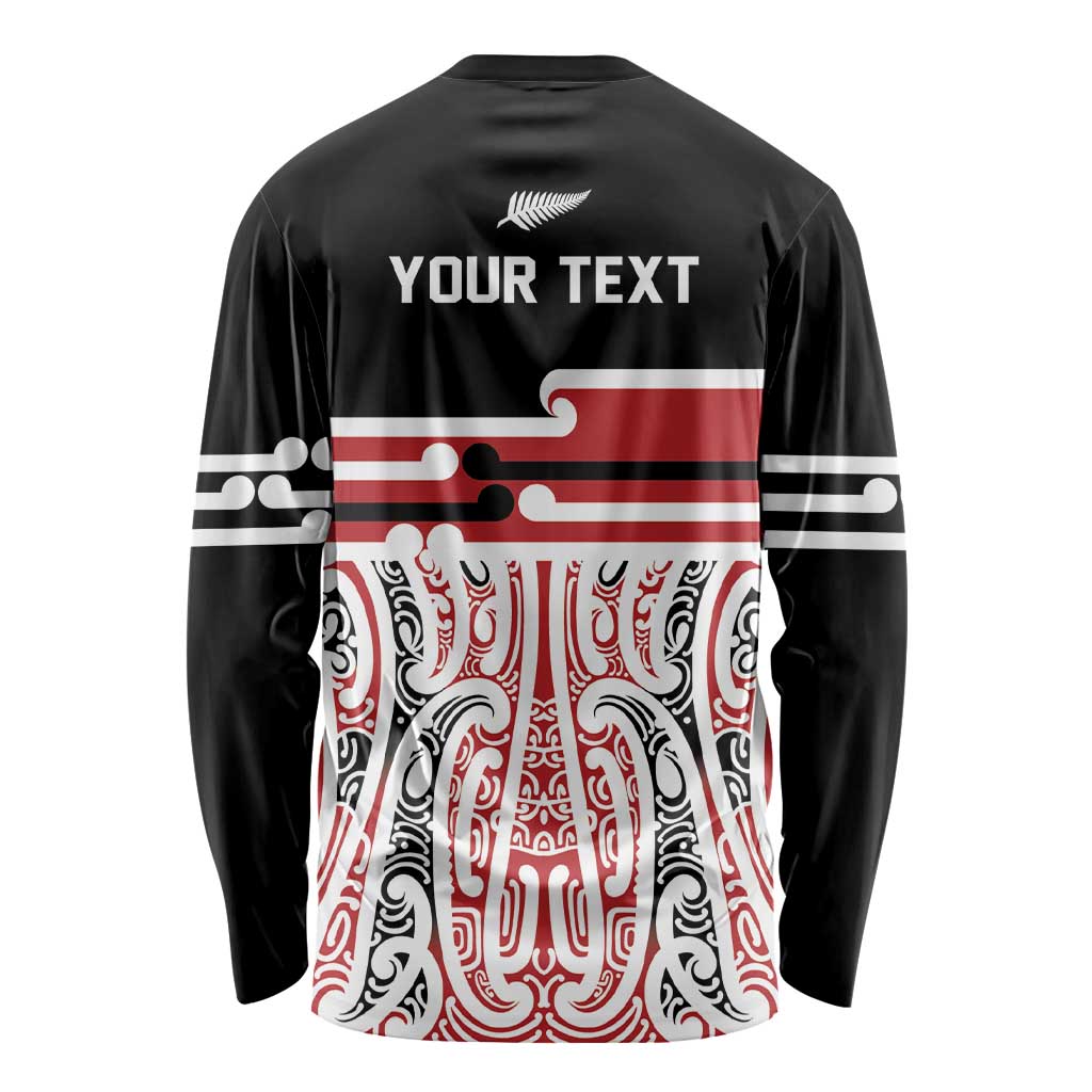 Personalised Toitu Te Tiriti Aotearoa 1840 Long Sleeve Shirt Red Kowhaiwhai Puhoro - Polynesian Pride