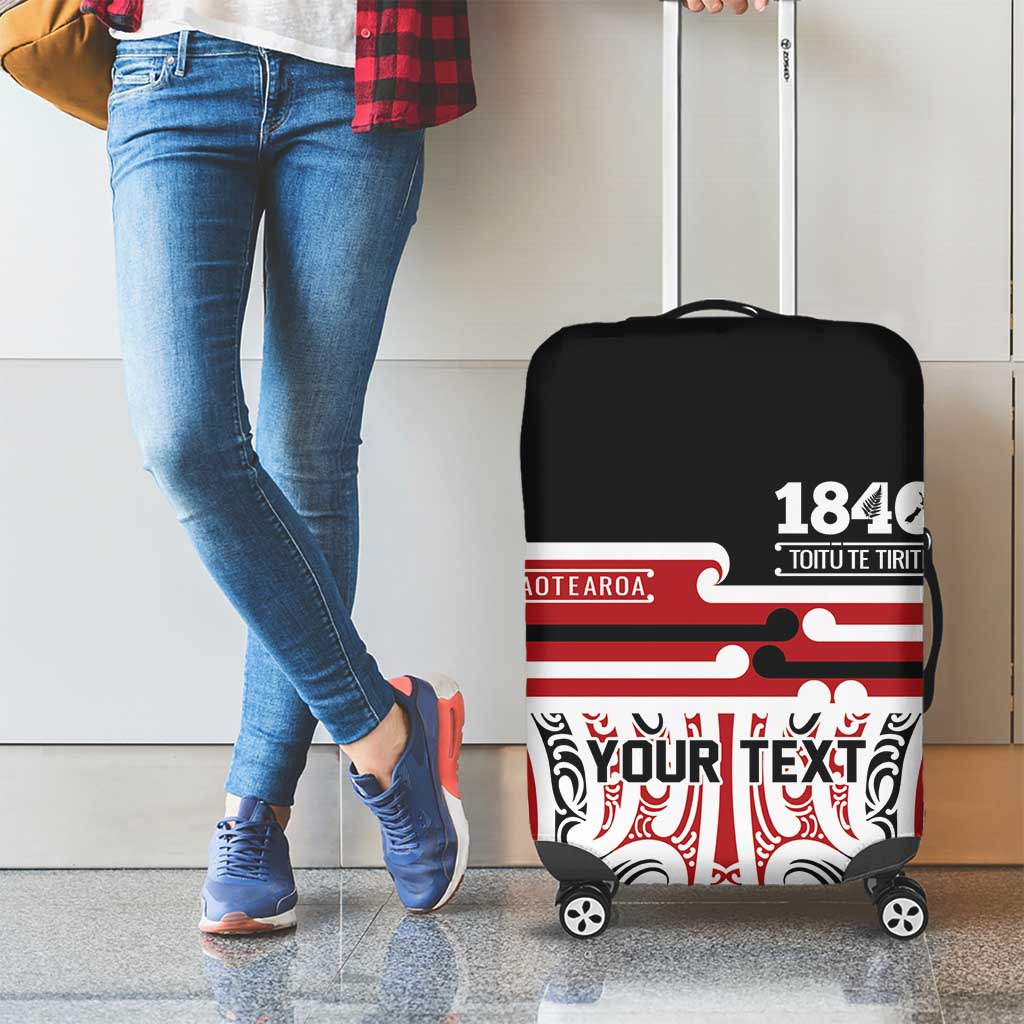 Personalised Toitu Te Tiriti Aotearoa 1840 Luggage Cover Red Kowhaiwhai Puhoro - Polynesian Pride