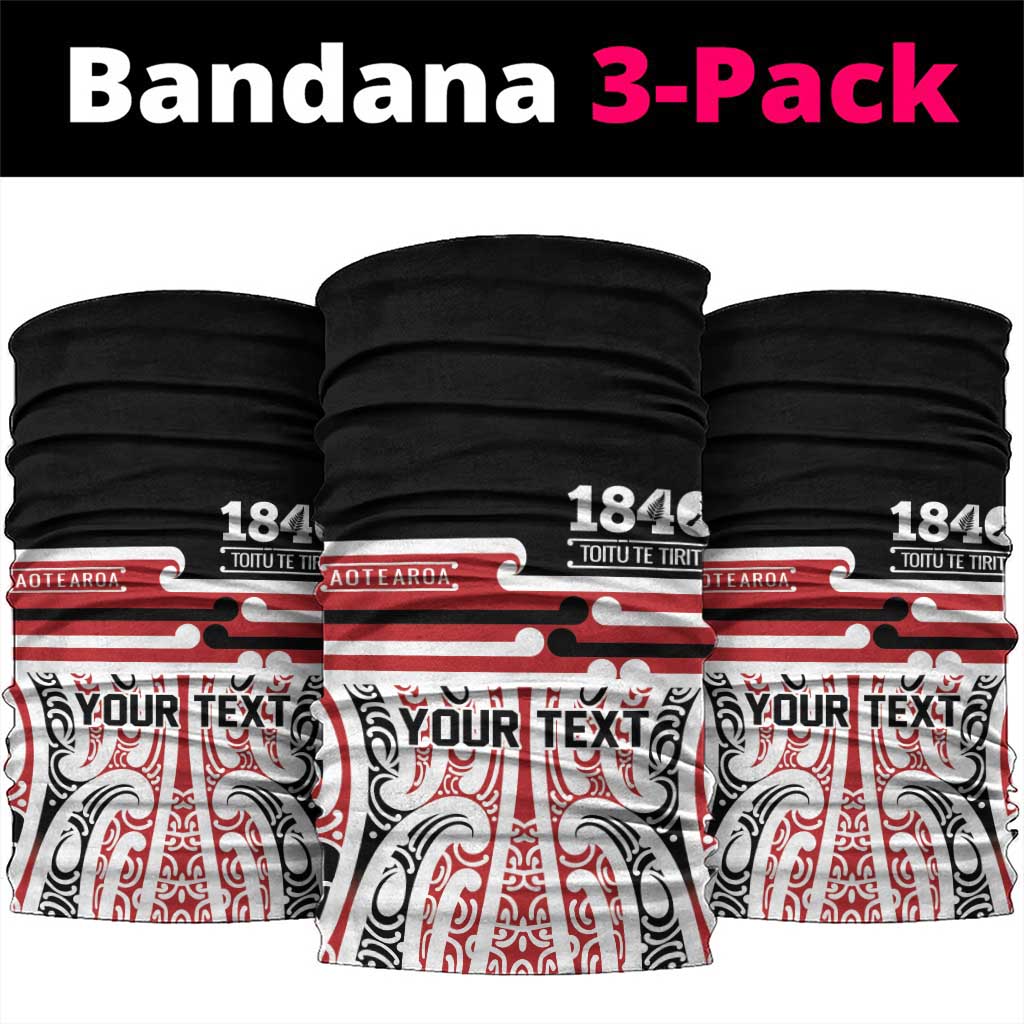 Personalised Toitu Te Tiriti Aotearoa 1840 Neck Gaiter Red Kowhaiwhai Puhoro - Polynesian Pride