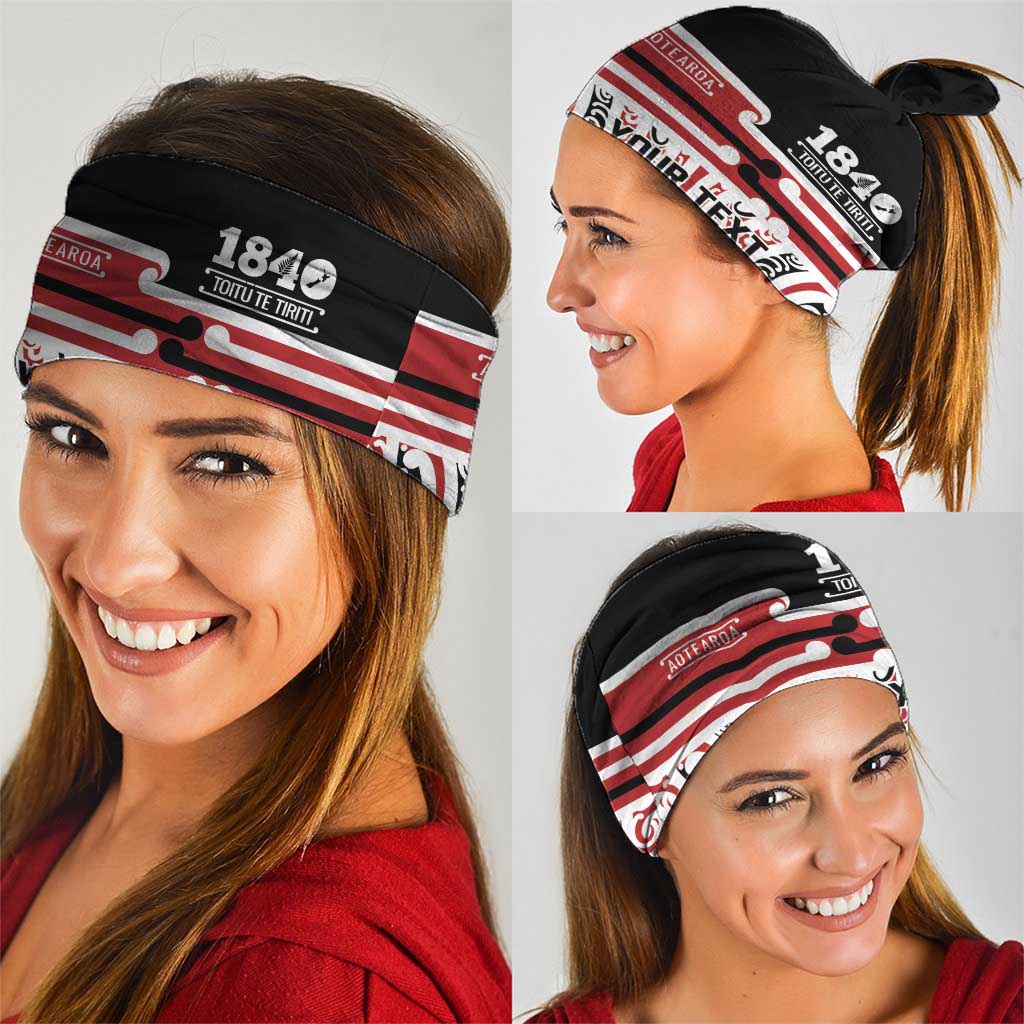 Personalised Toitu Te Tiriti Aotearoa 1840 Neck Gaiter Red Kowhaiwhai Puhoro - Polynesian Pride