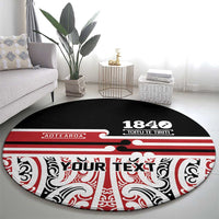 Personalised Toitu Te Tiriti Aotearoa 1840 Round Carpet Red Kowhaiwhai Puhoro - Polynesian Pride